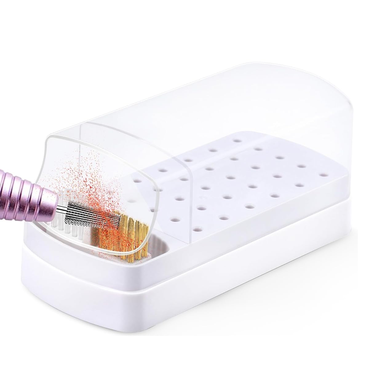 MAYCREATE® 2 in 1 Nail Drill Bits Organizer Case with Nail Drill Bits Cleaning Brush, 30 Holes Dustproof Nail Art Drill Bits Stand with Lid Nail Drill Bits Storage Box with Intergrated Cleaning Brush MAYCREATE® 2 in 1 Nail Drill Bits Organizer Case with Nail Drill Bits Cleaning Brush, 30 Holes Dustproof Nail Art Drill Bits Stand with Lid Nail Drill Bits Storage Box with Intergrated Cleaning Brush